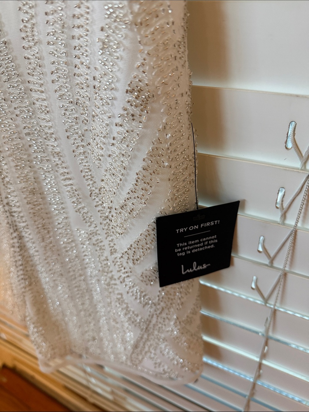 Lulu's Ivory Beaded V-Neck Romper - Picture 3 of 5